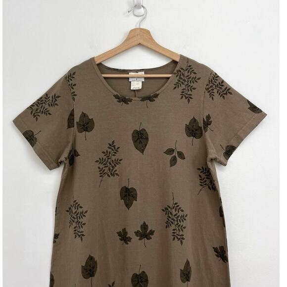 Vintage Cotton Studio Autumn Nature Woodsy Leaf Print Casual T-Shirt Dress Large - Picture 3 of 9